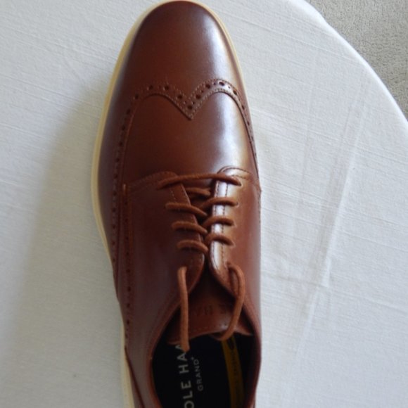 NEW Men's Cole Haan Grand Plus Wingtip Dress Oxford British Tan C36939 Shoes - Picture 2 of 7